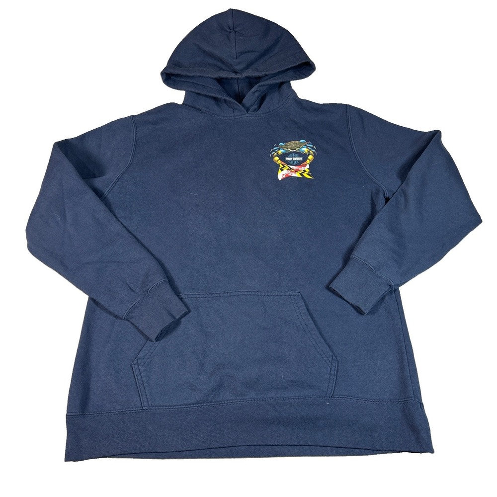 Harley Davidson Southern Maryland Navy Blue Pullover Hoodie Womens XL